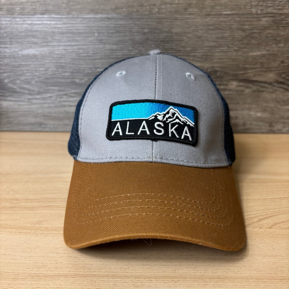 Vintage Alaska Hat Cap Snap Back Gray Blue Adjustable Mens